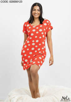 DOTTED RED SLEEP WEAR DRESS Buy NILS Online for specialGifts